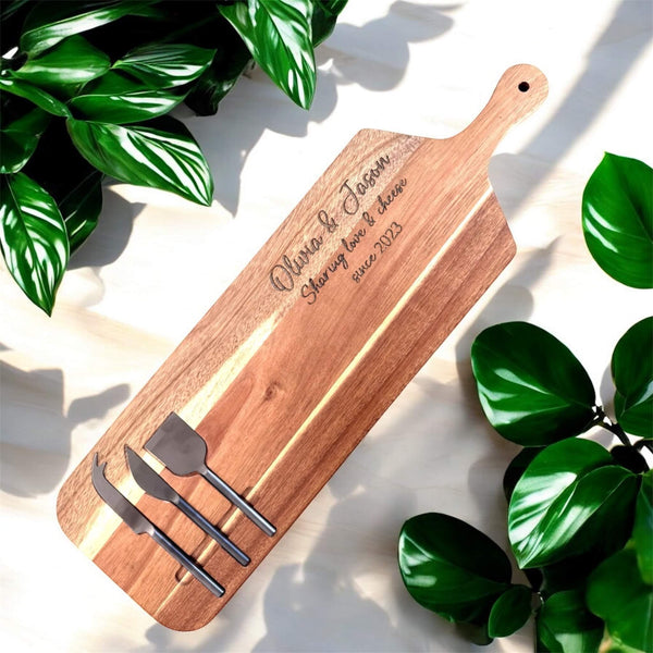 Personalised Anniversary Cheese Board with Knife Set