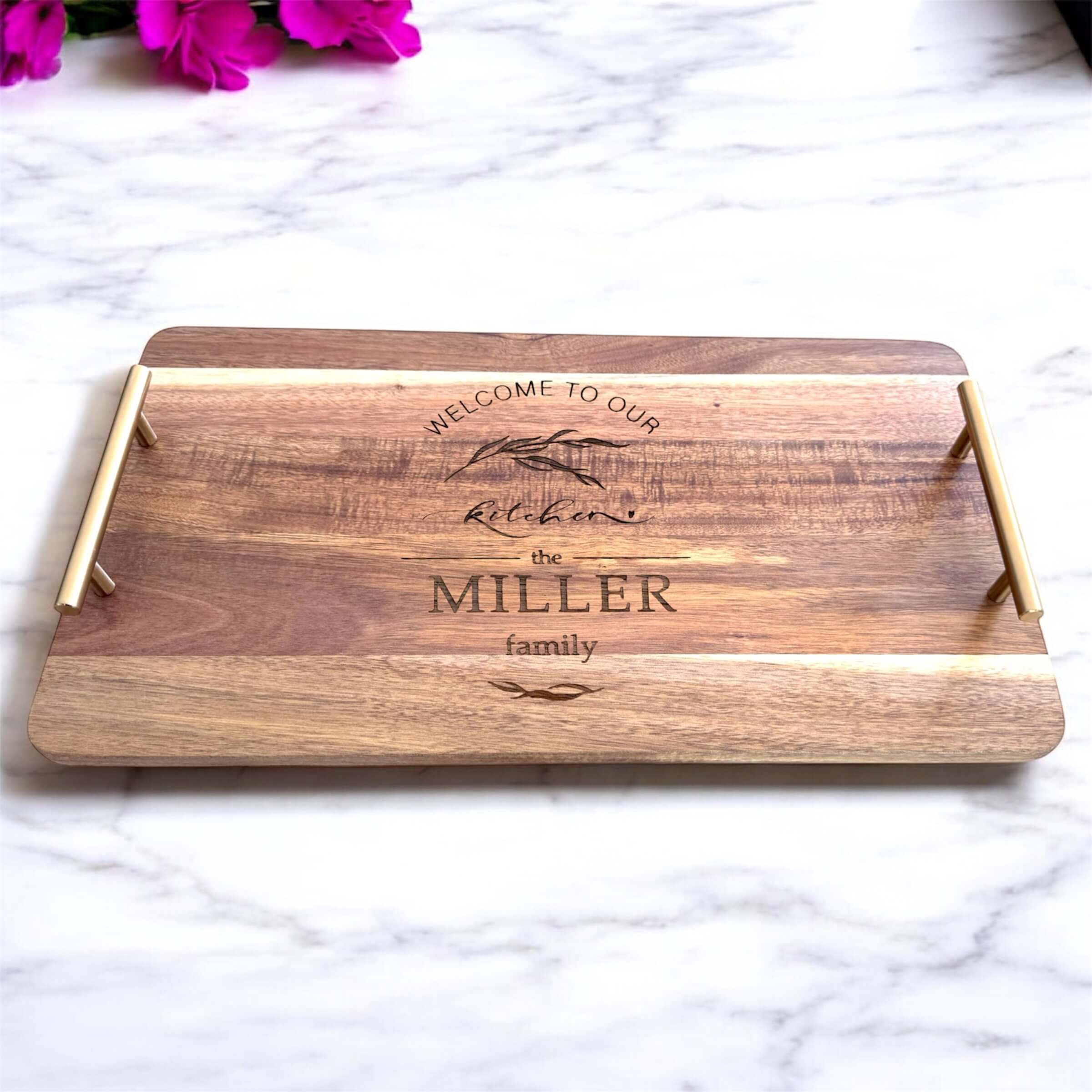 Personalised Mother's Day Kitchen Serving Platter Acacia Wood