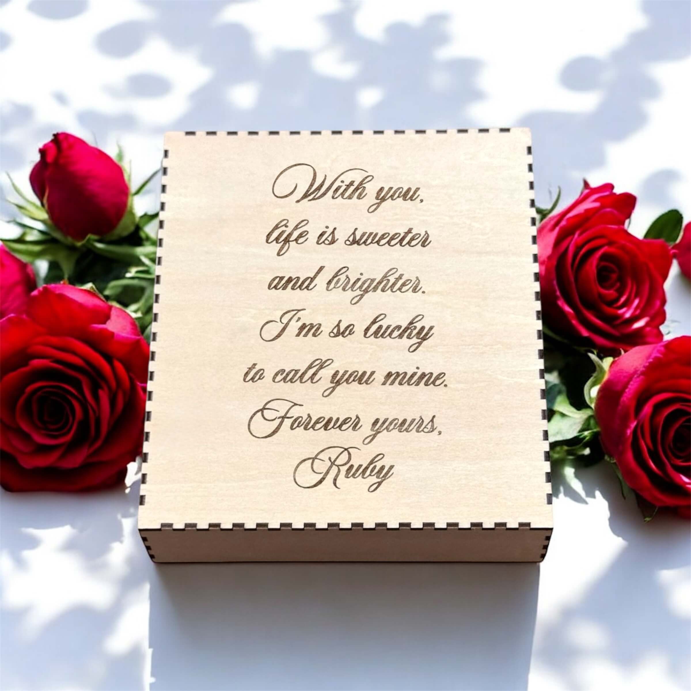Engraved wooden gift box
