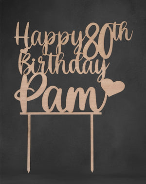 Laser-cut custom cake topper for milestone birthdays