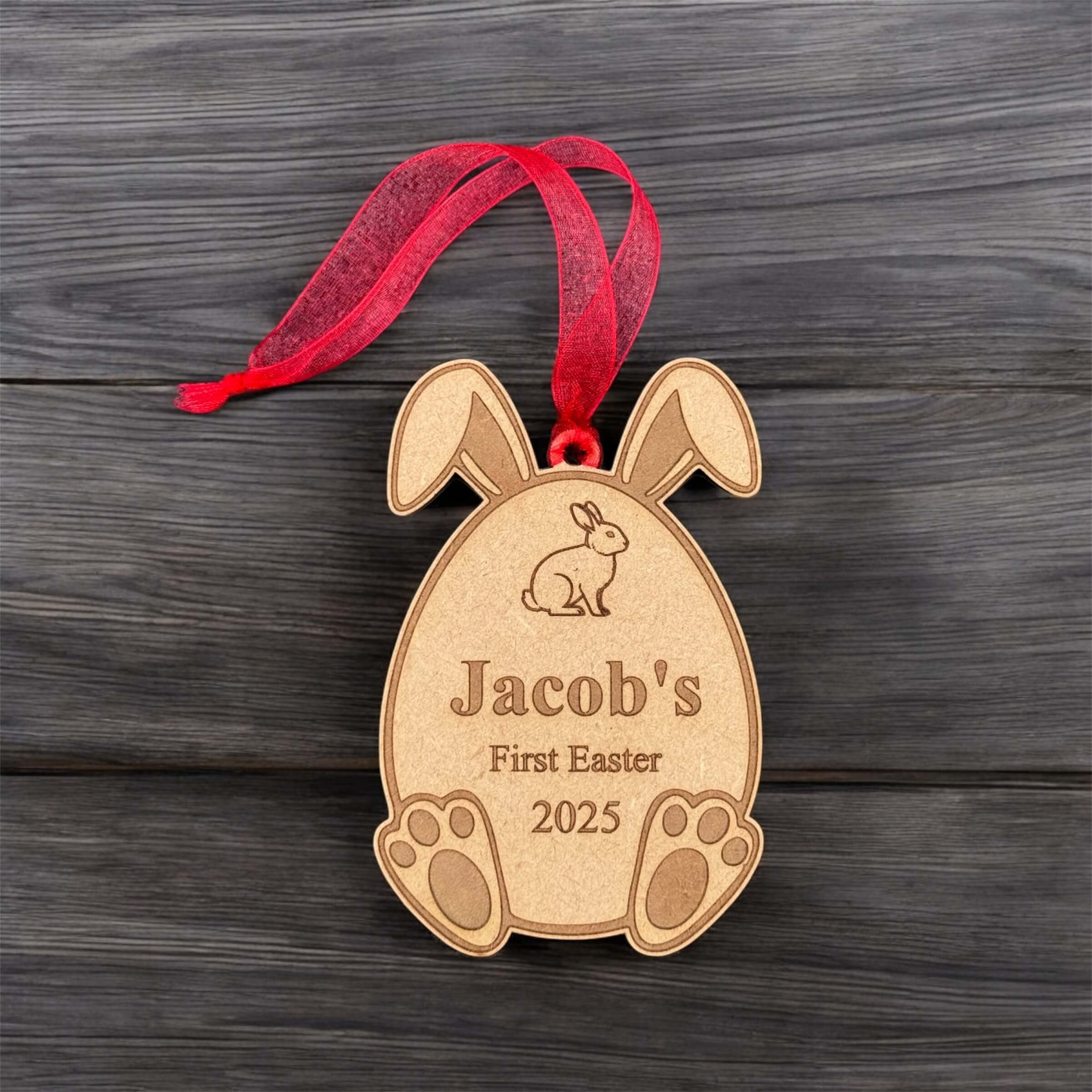 Baby’s First Easter Ornament Tag for easter basket engraved with name