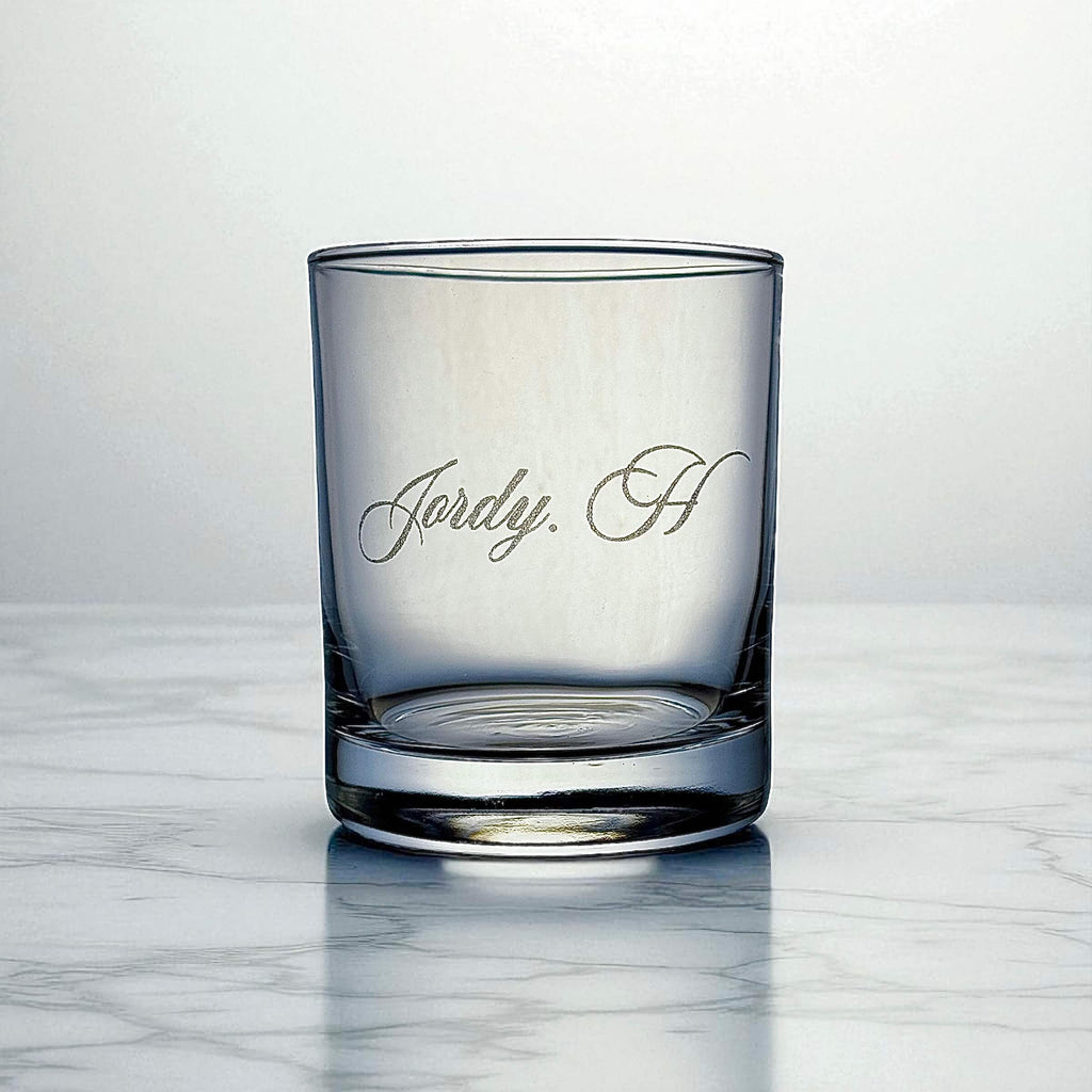 Clear whiskey glass with customised name, perfect keepsake gift
