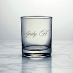 Clear whiskey glass with customised name, perfect keepsake gift