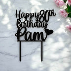 Close-up detail of personalised laser-cut birthday topper