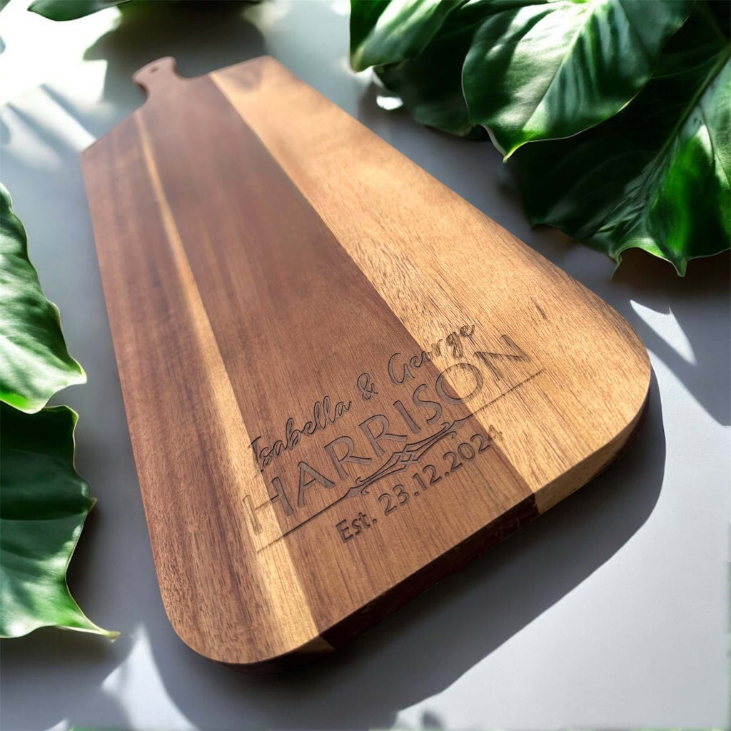 Custom Engraved Valentine Wooden Serve Board with name and date