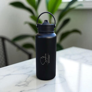 Custom bridesmaid water bottle with name Sophia, sleek engraved drinkware for bridal squad