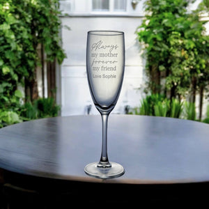 Custom engraved Mother's Day champagne flute for Mum