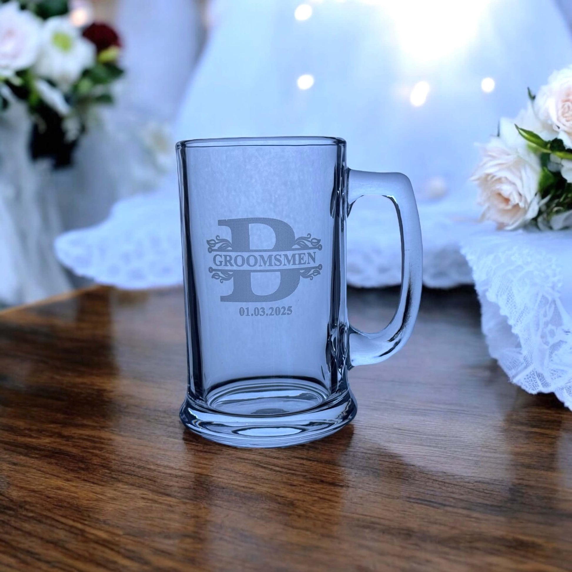 Custom engraved beer glass for best man gifts