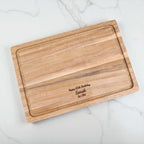 Custom engraved wooden chopping board with birthday message and year established, unique keepsake for 30th, 40th, or 50th birthdays.