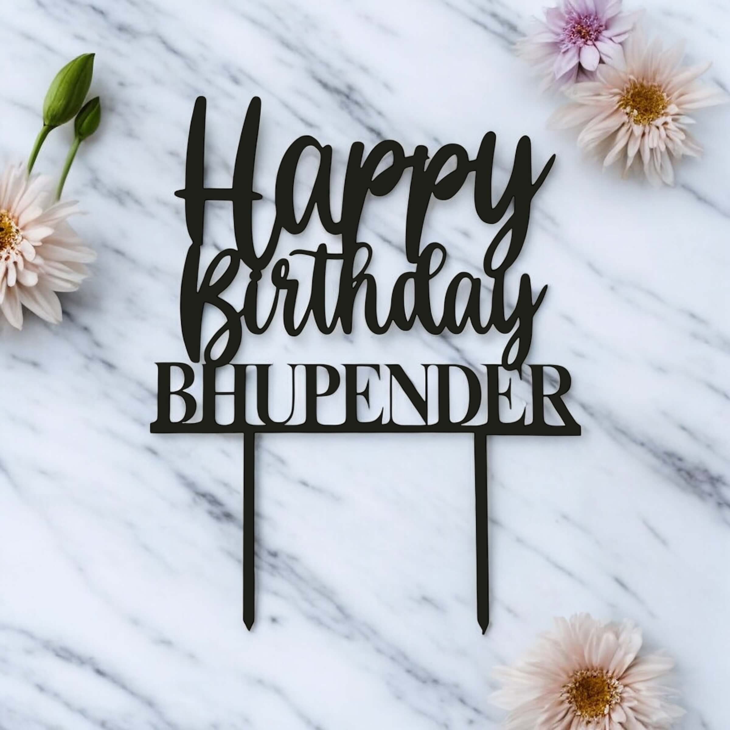 Custom laser cut Happy Birthday cake decoration