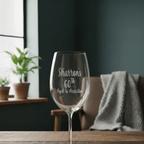Custom wine glass with Sharron’s 60th birthday message, unique engraved gift for women