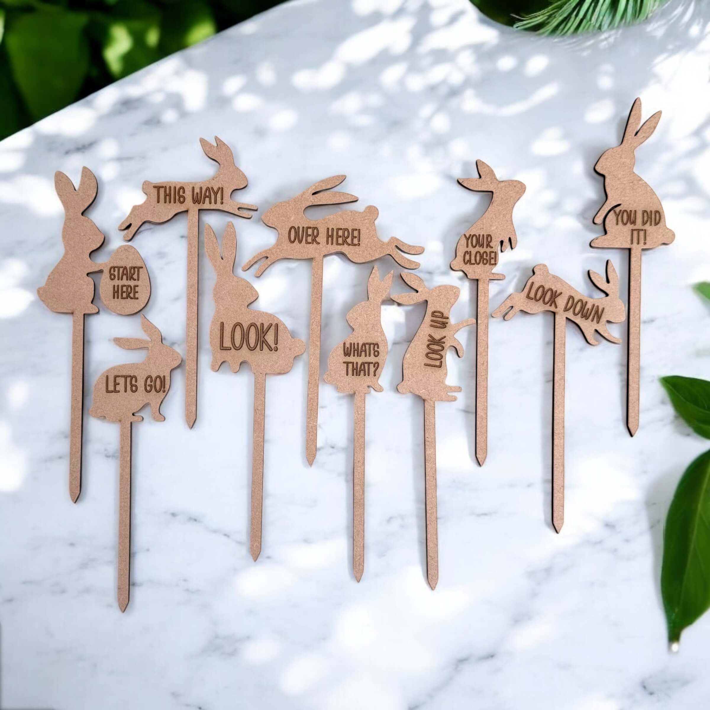 Easter Bunny Hunt Stakes Kit – Set of 10 Wooden Signs
