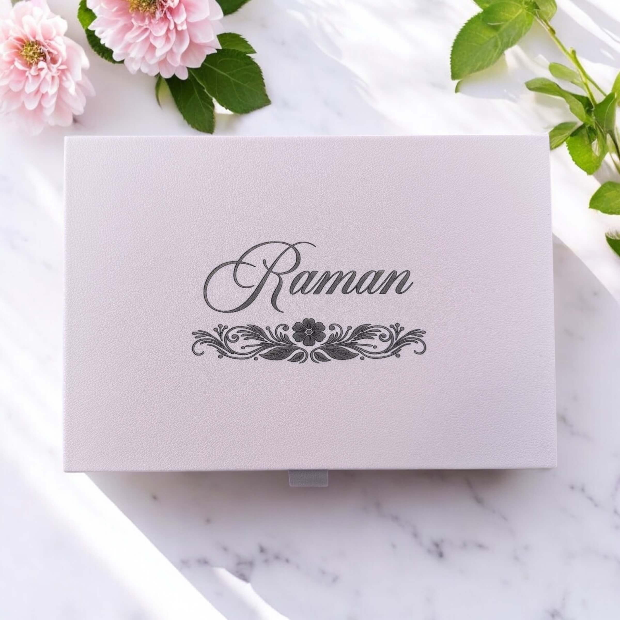 Elegant custom jewellery box with name engraving