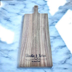 Engraved Acacia wood board for wedding reception display and serving