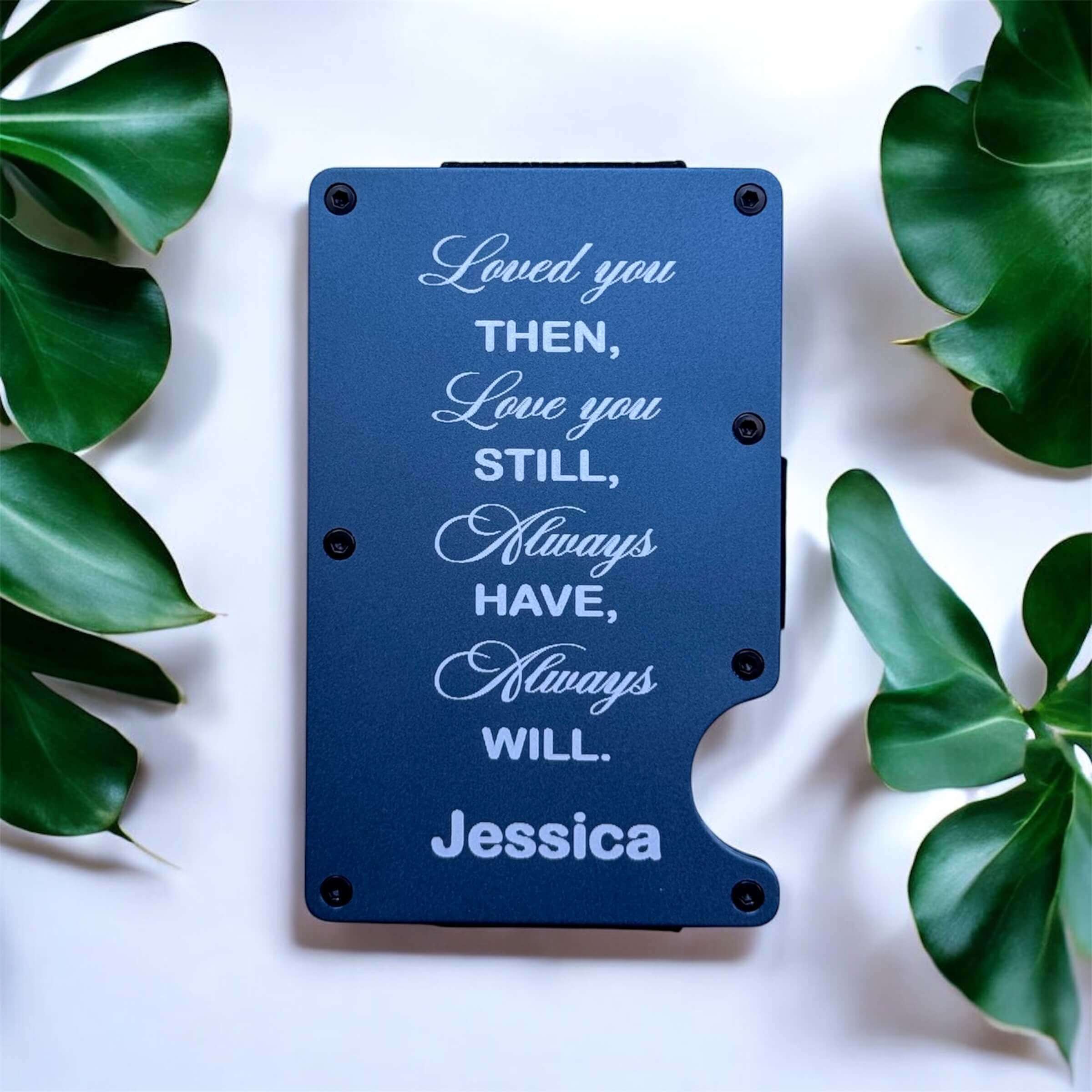 Engraved Card Holder with Love Quotes