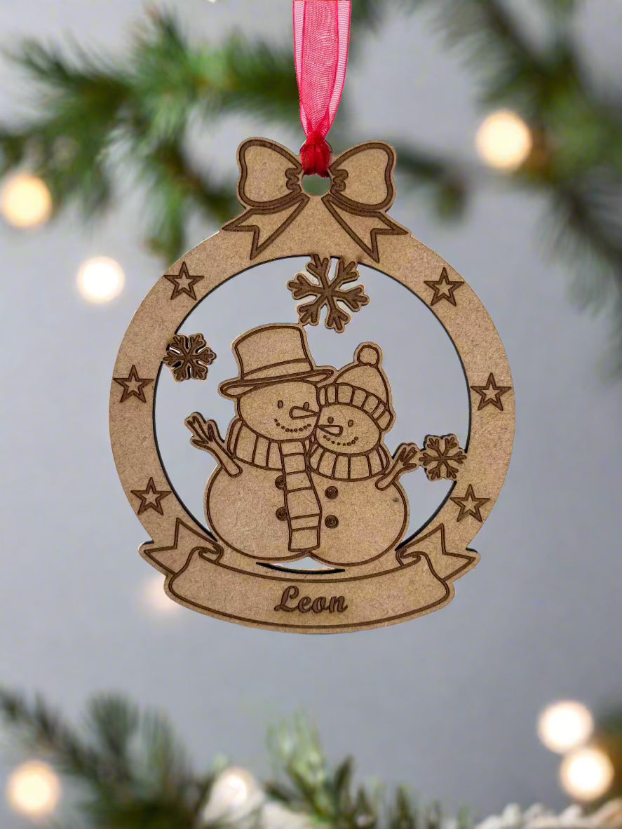 Engraved Snowman Ornament