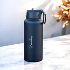Engraved Water Bottle with Straw and Handle
