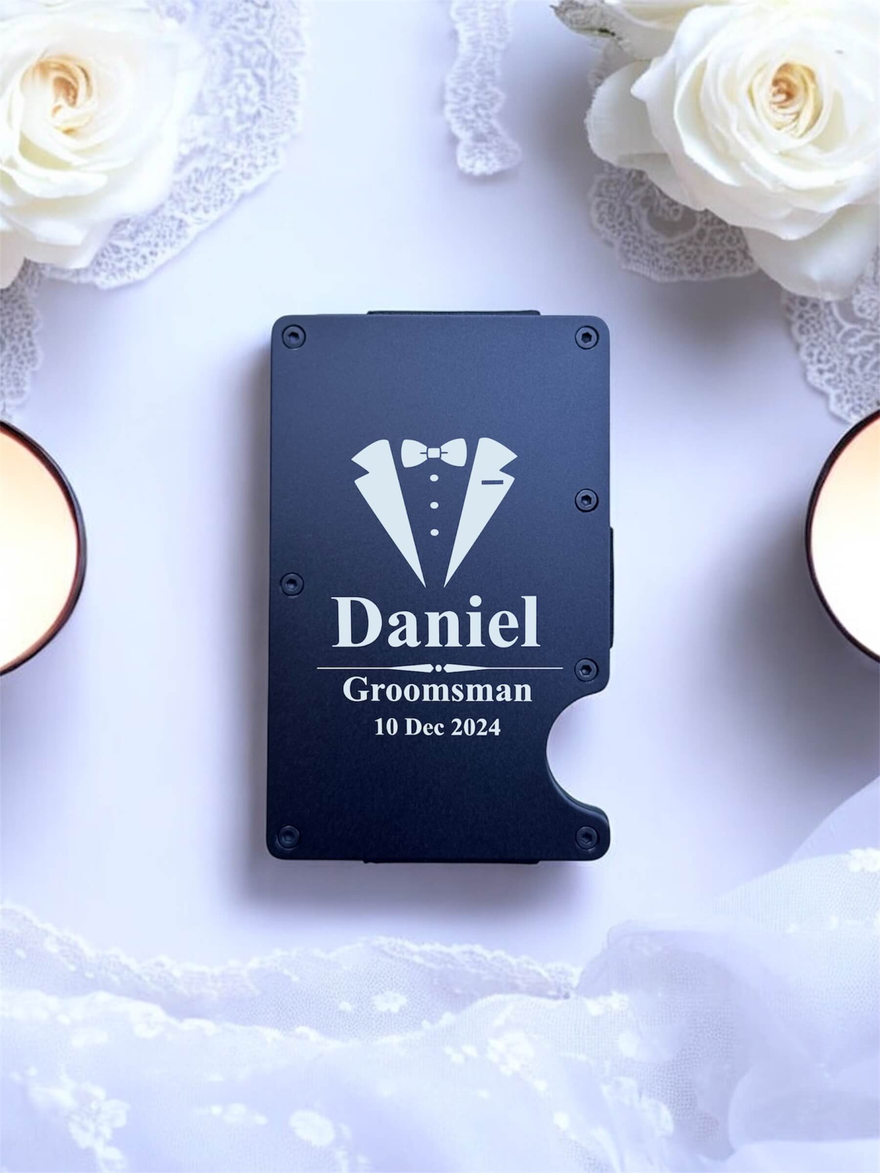 Engraved Wedding Card Holder with Cash Clip