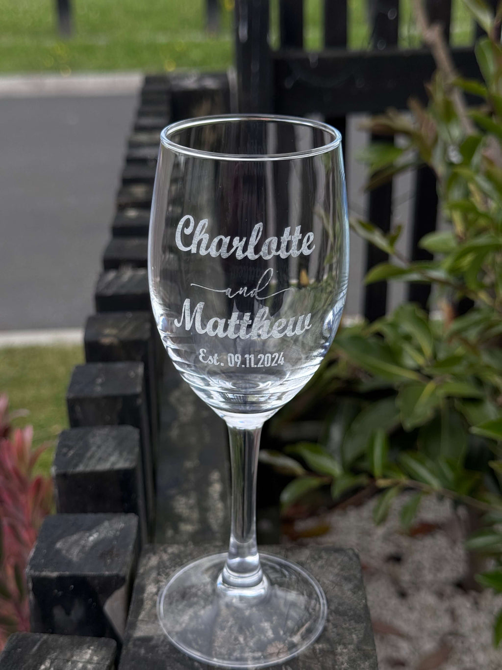 Engraved wedding Wine Glass