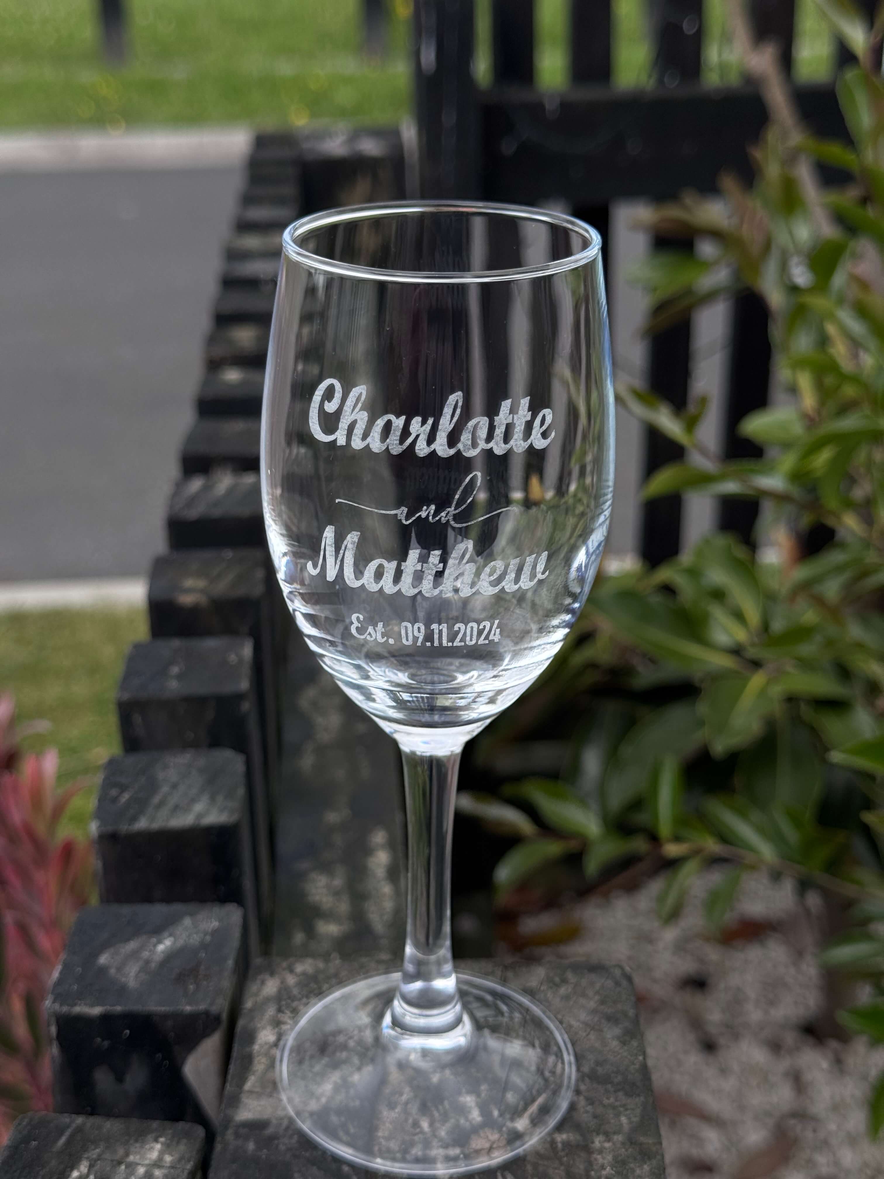 Engraved wedding Wine Glass