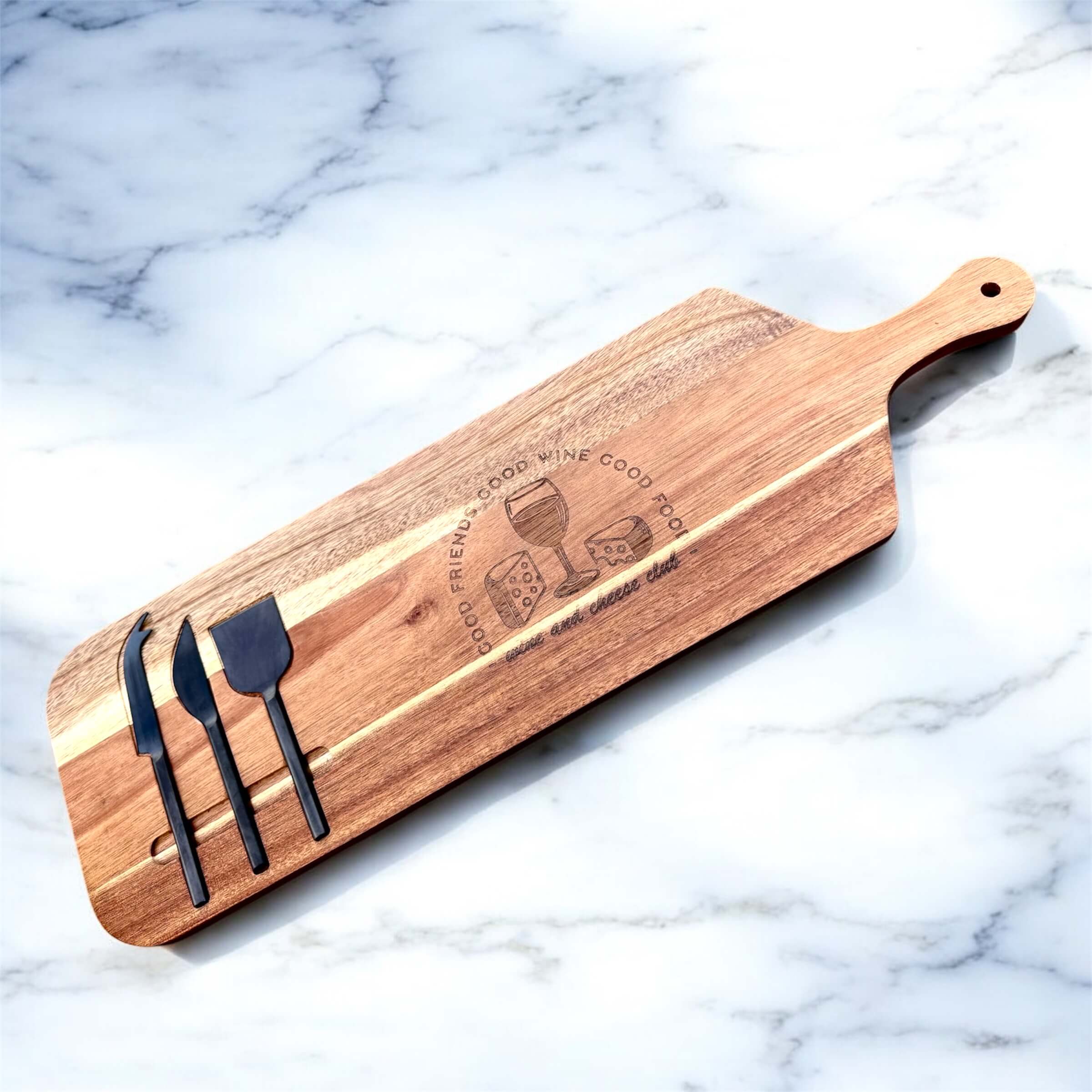 Engraved Wine and Cheese Board
