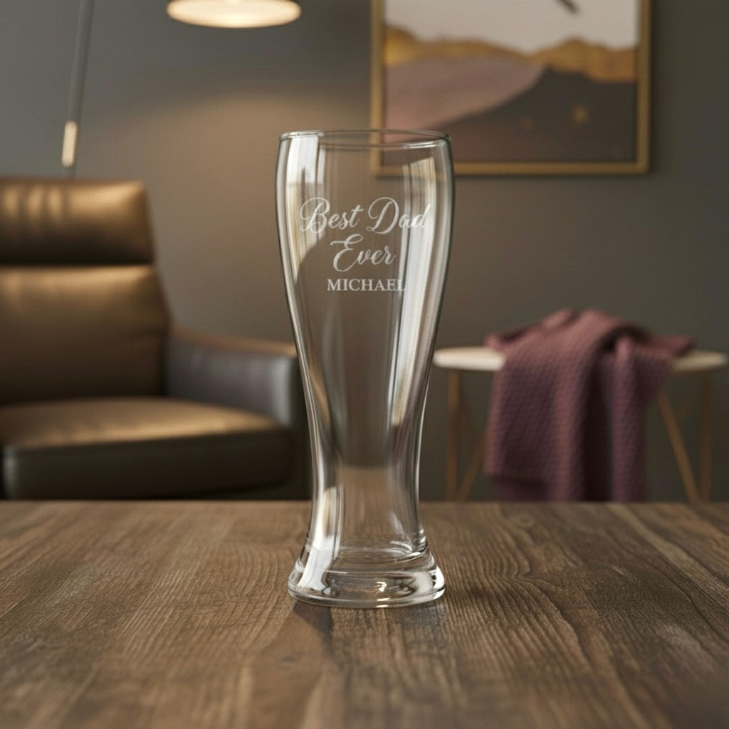 Engraved beer glass with Best Dad Ever and name Michael, personalised Father's Day gift