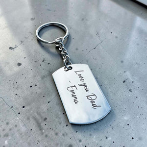 Engraved keyring for Father’s Day with Love you Dad message on stainless steel
