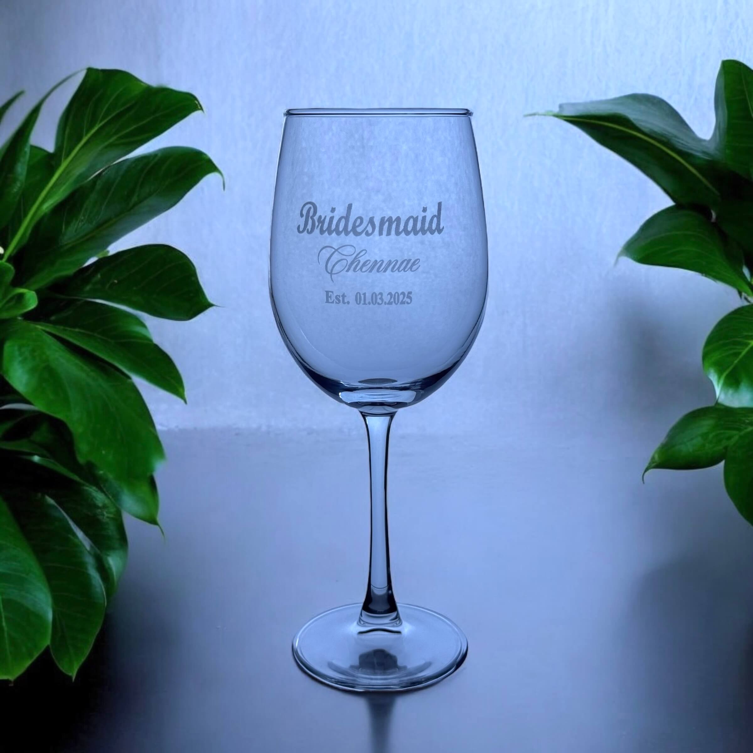 Engraved wine glass for bridal shower - perfect wedding party gift
