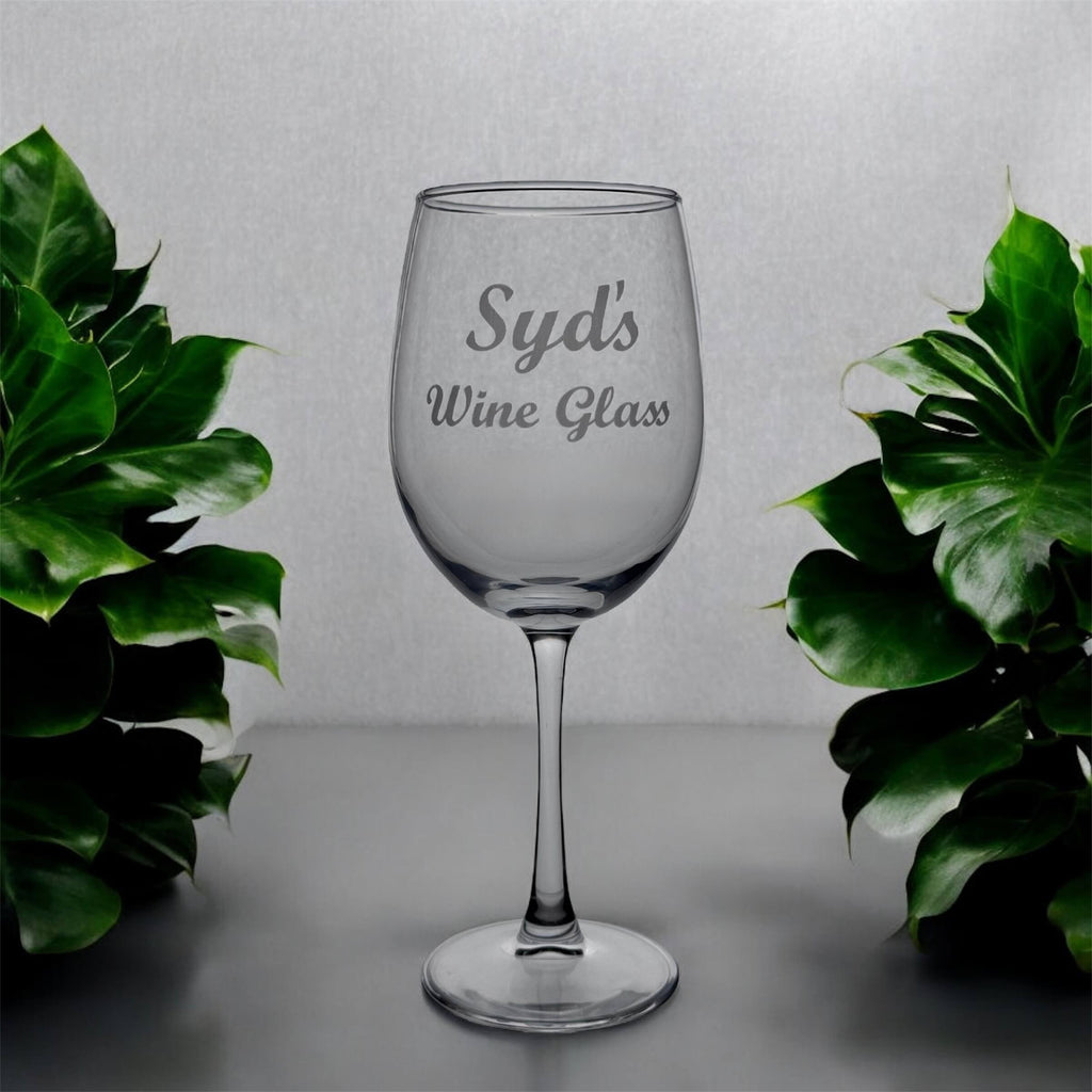 Engraved wine glass with name