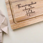 Engraved wooden chopping board with custom quote and name Helen, personalised acacia cutting board ideal for birthdays, Mother’s Day, or housewarming gifts.