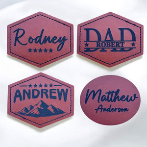 Four patches engraved with names