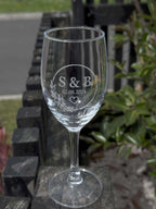 Initials & Date Engraved Wine Glass for wedding