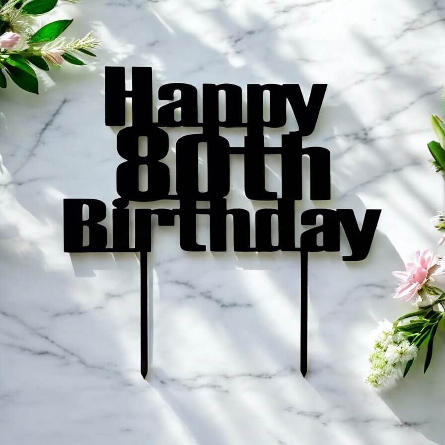 Laser-cut milestone birthday topper with custom number