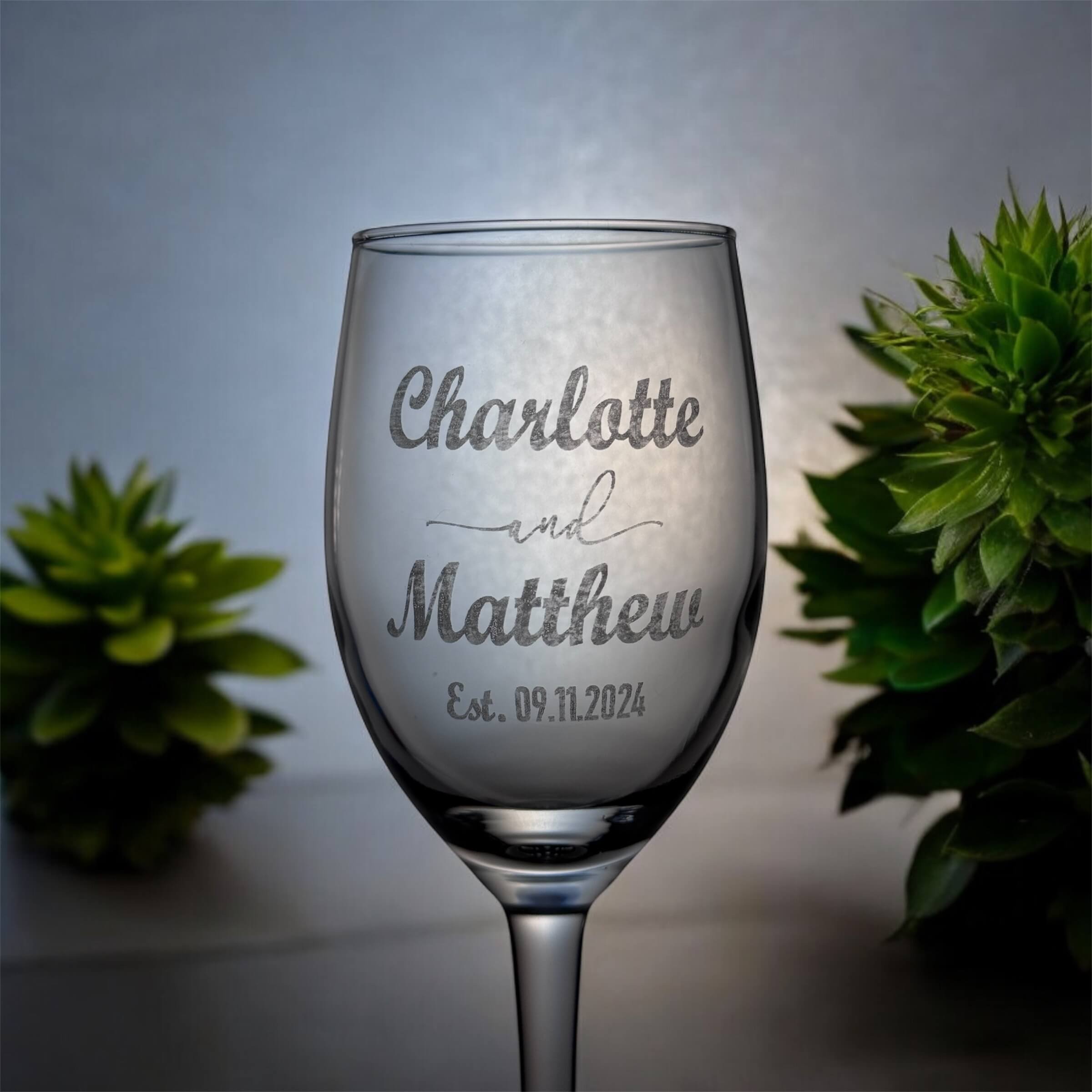 Name Engraved wedding Wine Glass