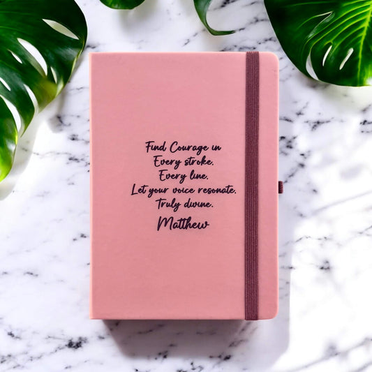 Personalised A5 diary with engraved PU leather cover