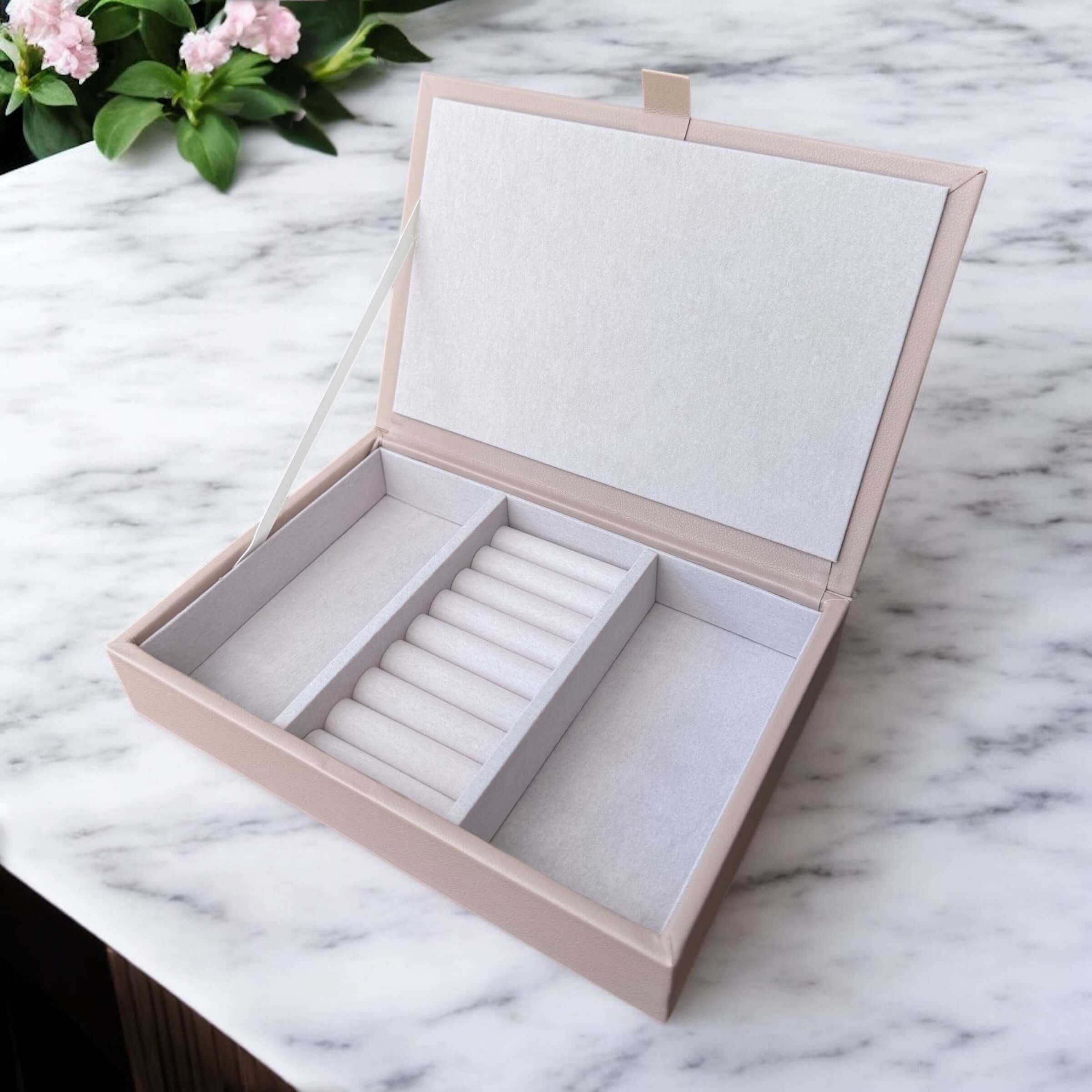 Personalised Jewellery organiser box with modular compartments