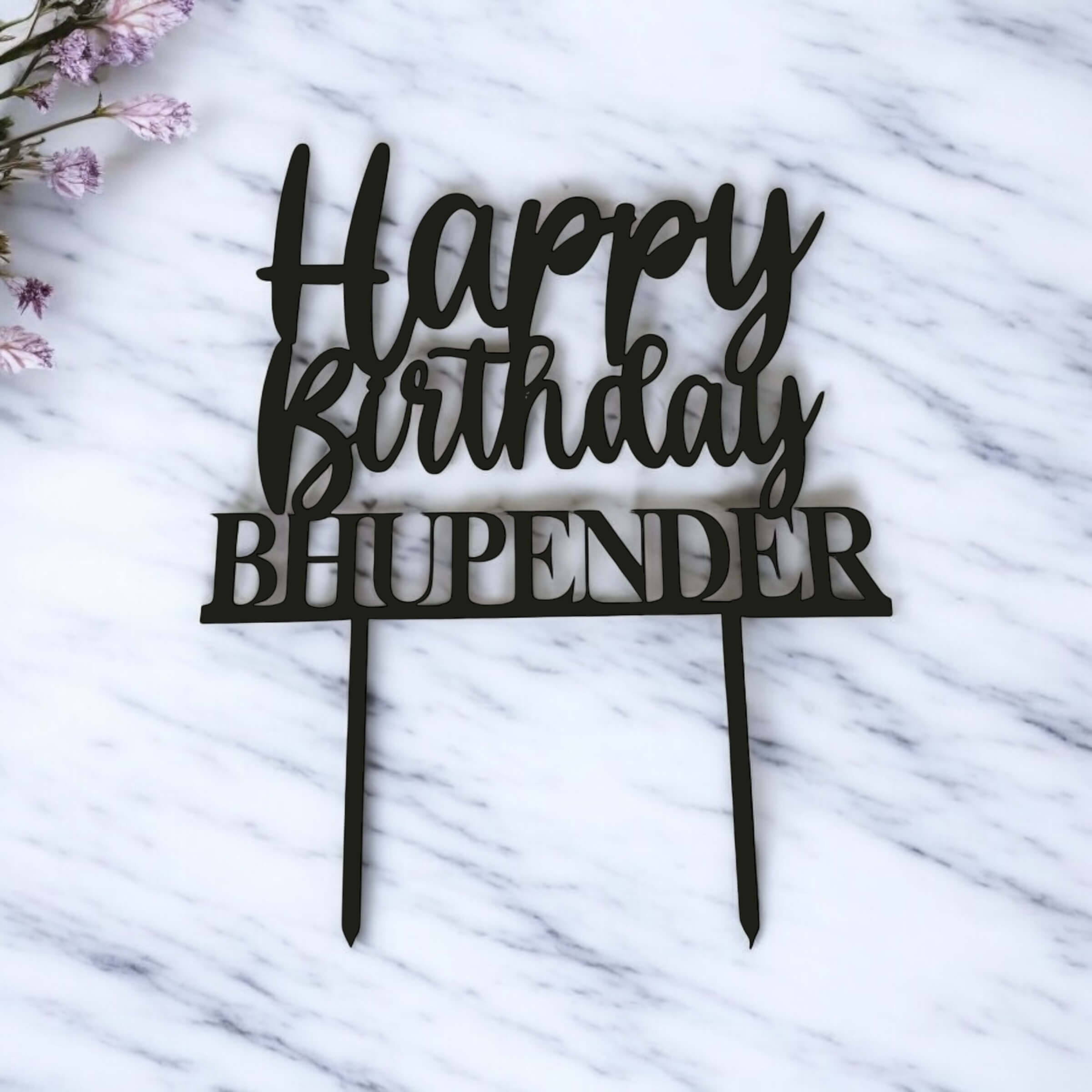 Personalised acrylic birthday cake topper with name