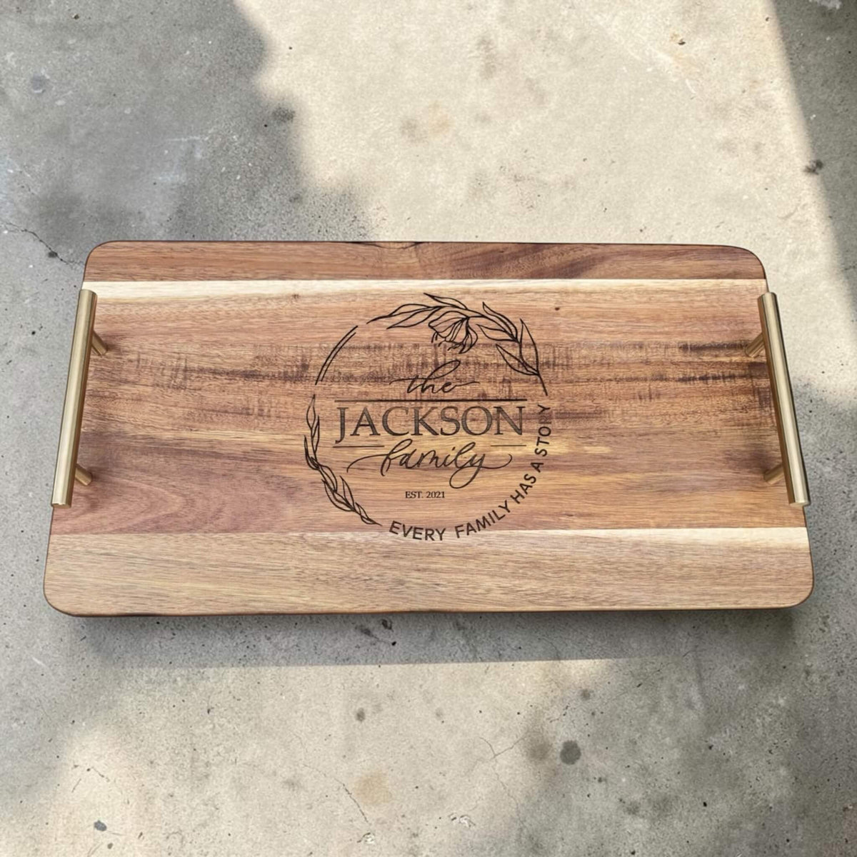 Personalised Anniversary Serving Platter - Acacia Wood Custom Gift ...