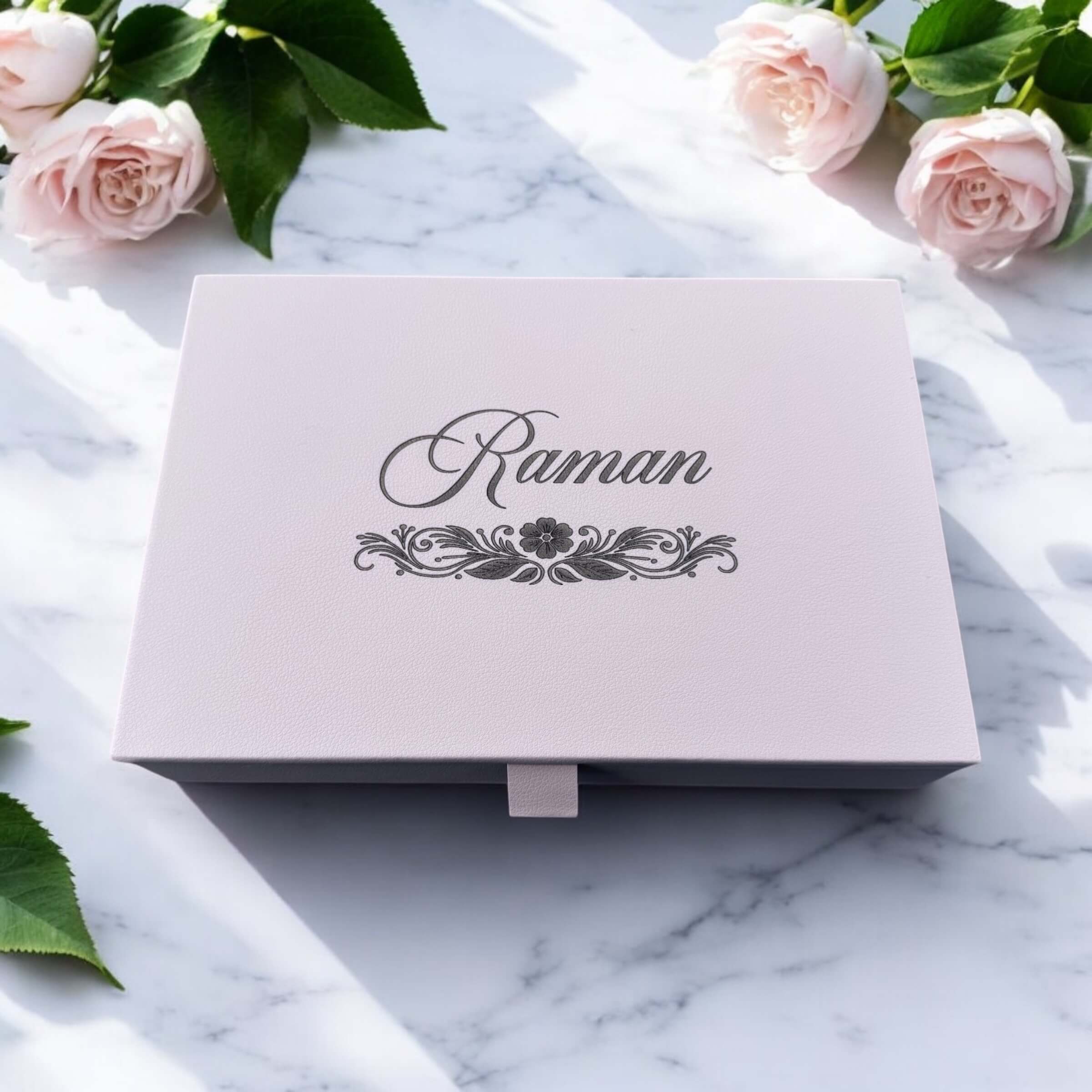 Personalised jewellery box with custom engraving