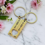 Personalised rectangle keyrings with half heart cut-out and custom engraving