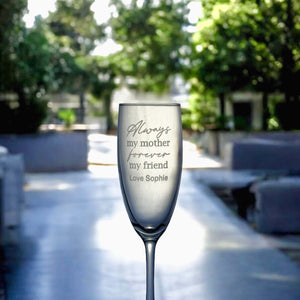 Premium-quality champagne flute with laser engraving for Mother's Day