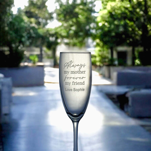 Premium-quality champagne flute with laser engraving for Mother's Day