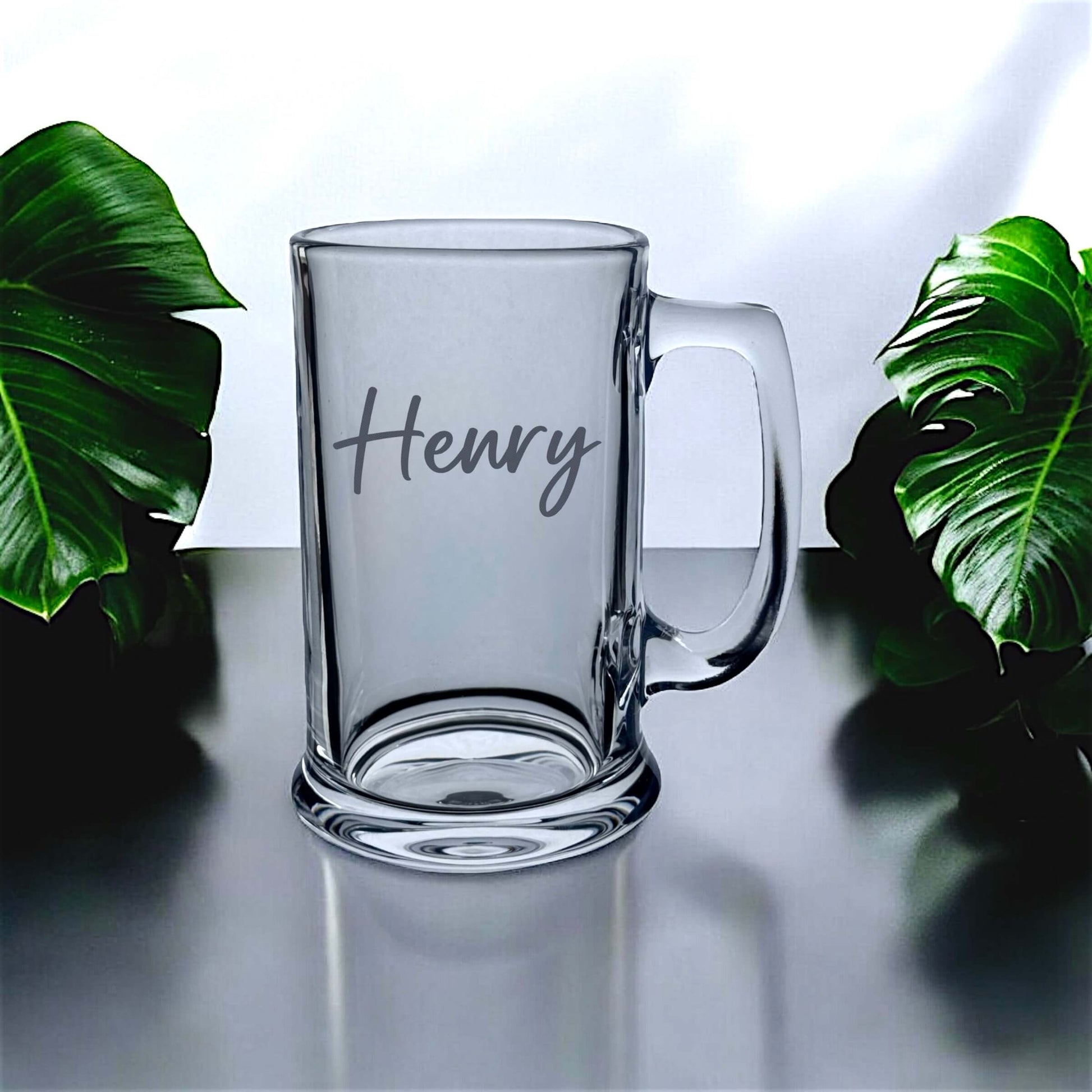 Premium personalised laser engraved beer glass with custom text