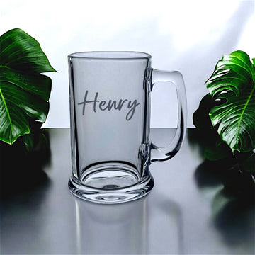 Premium personalised laser engraved beer glass with custom text
