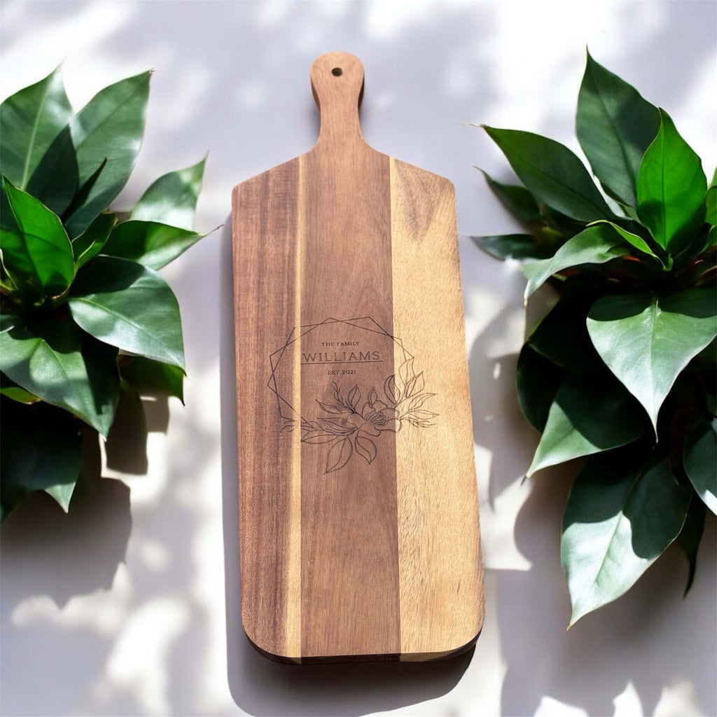 Wooden engraved serve board