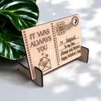 Wooden greeting card with stand for valentines day 