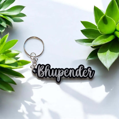 acrylic key ring with name engraved on it