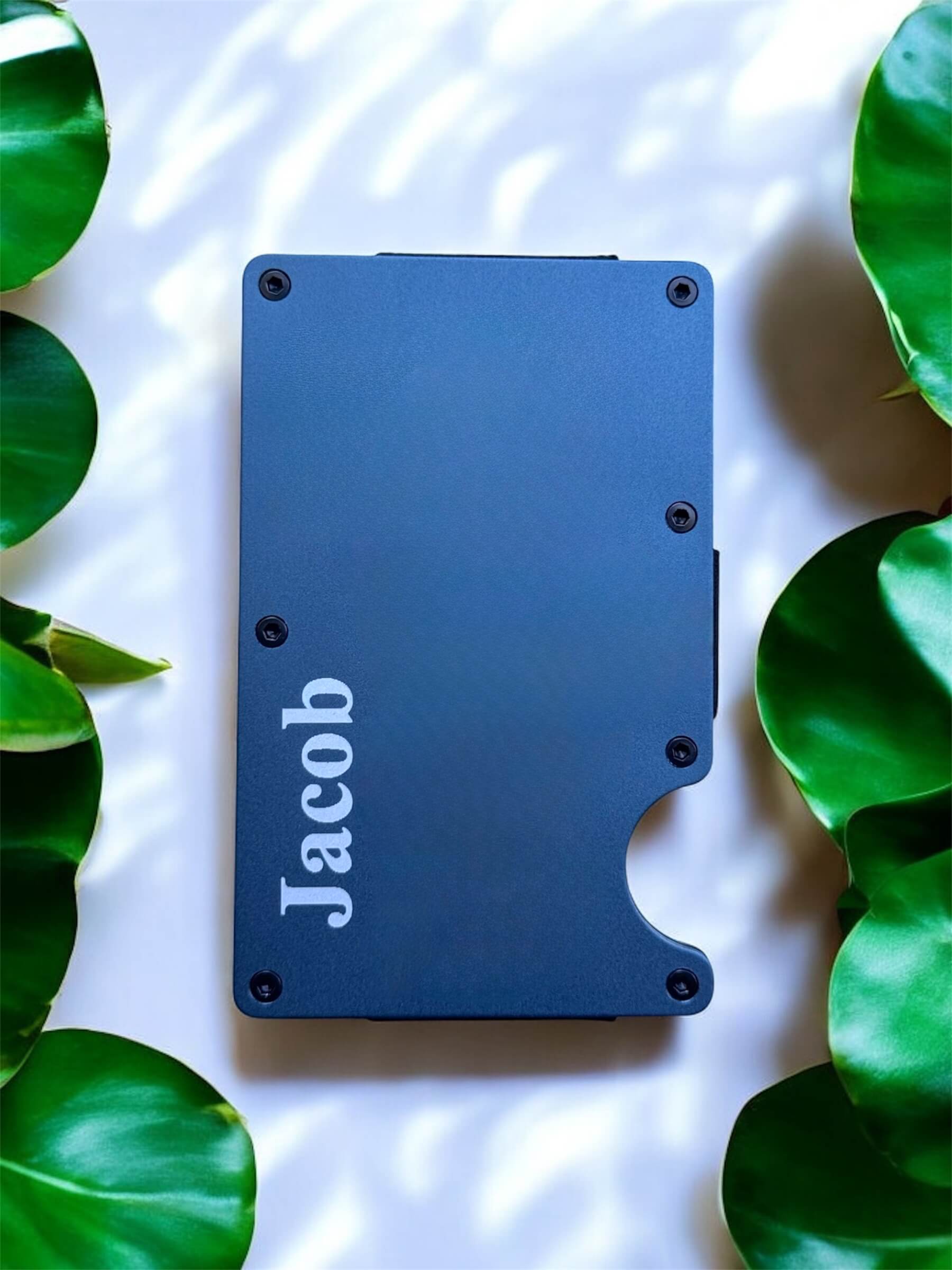 engraved card holder with name