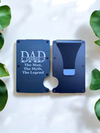 engraved fathers day card holder with message.