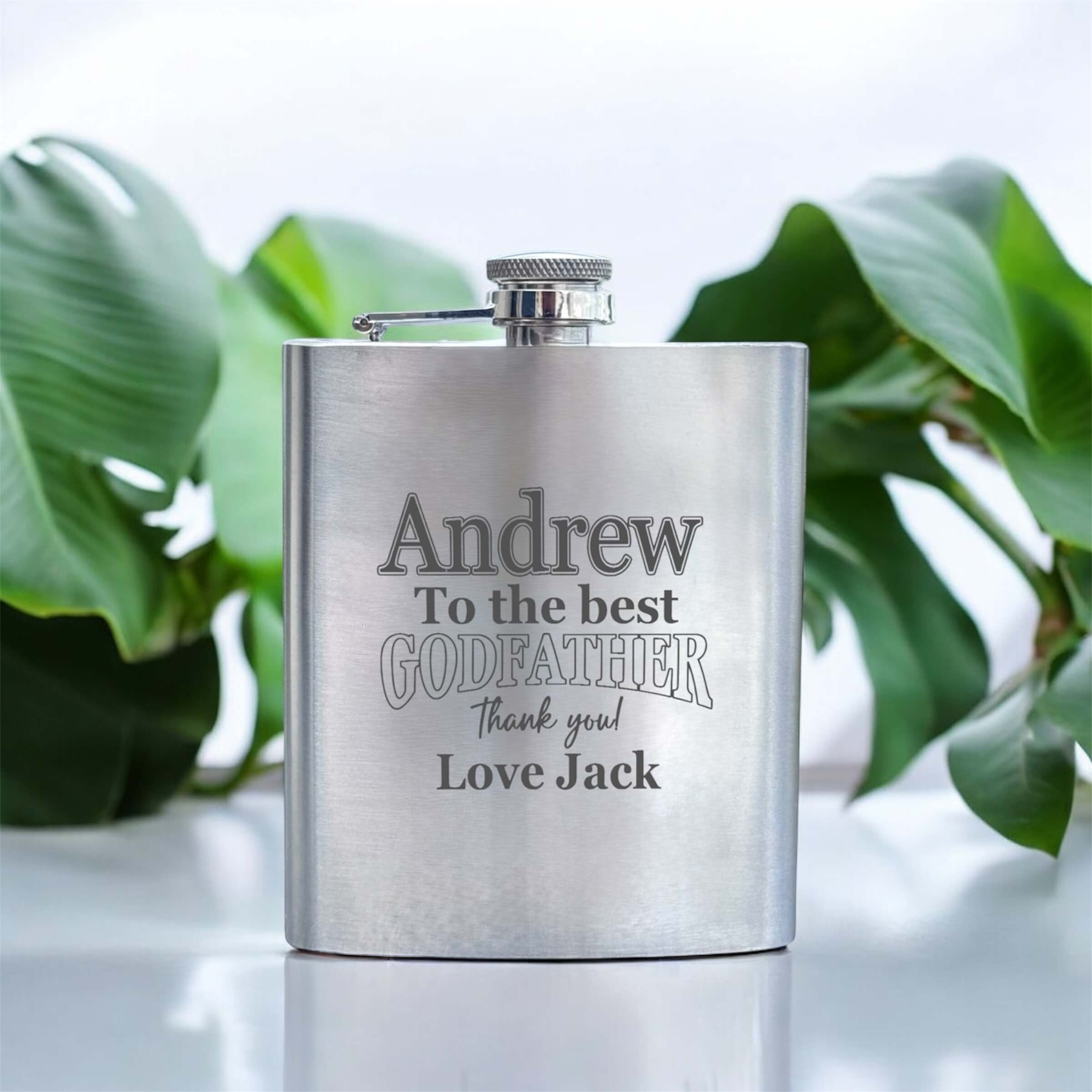 engraved flask for godfather